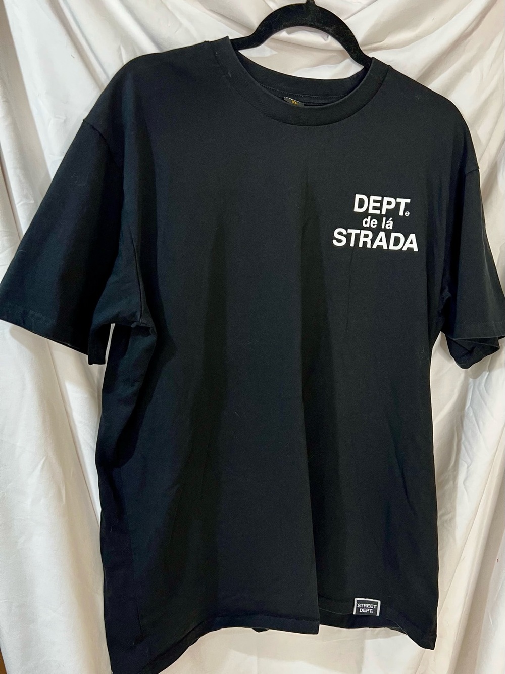 Dept. de la Strada Black Graphic Tee - Men's Casual Cotton Shirt
